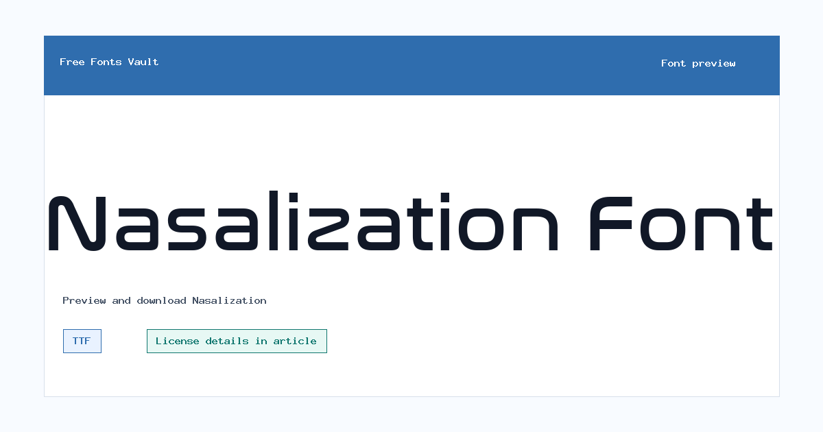Nasalization font preview showing the family name