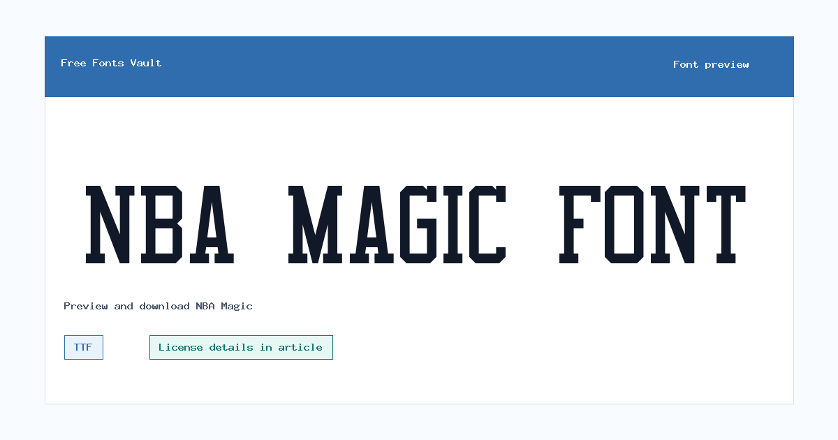 NBA Magic font preview showing the family name