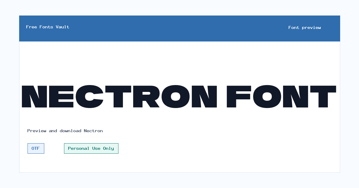 Nectron font preview showing the family name