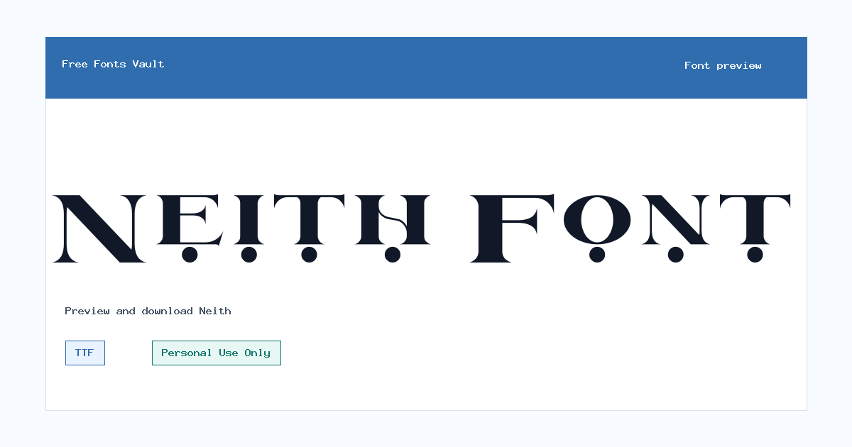 Neith font preview showing the family name
