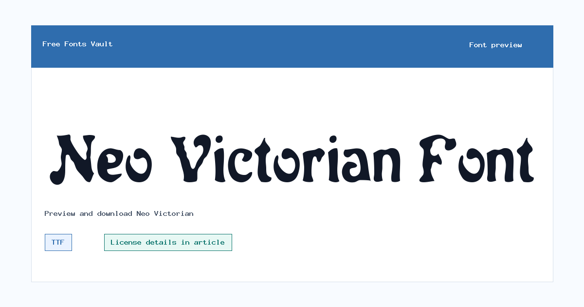 Neo Victorian font preview showing the family name