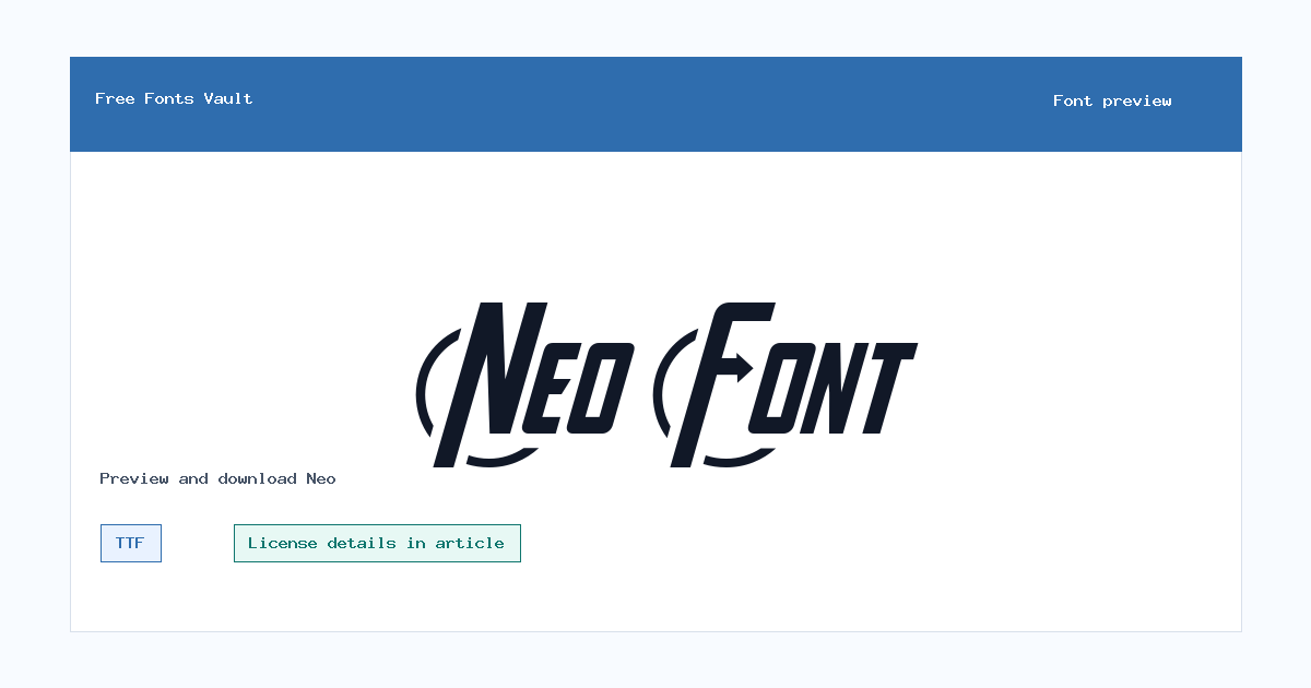 Neo font preview showing the family name