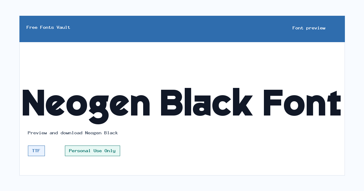 Neogen Black font preview showing the family name