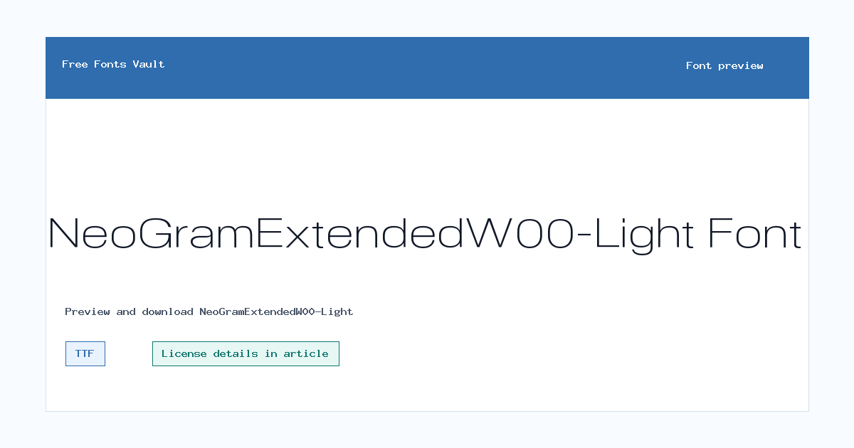 NeoGramExtendedW00-Light font preview showing the family name