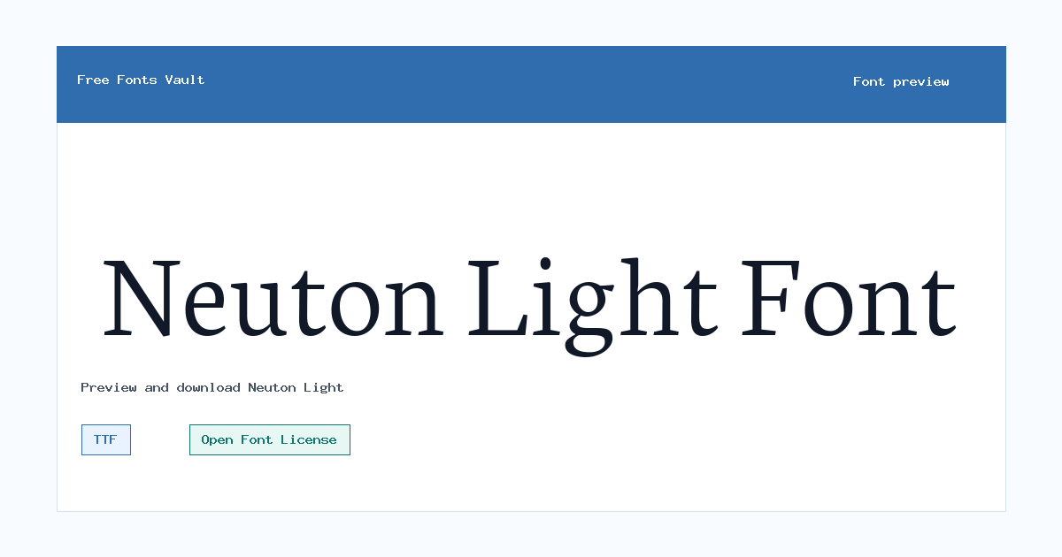 Neuton Light font preview showing the family name