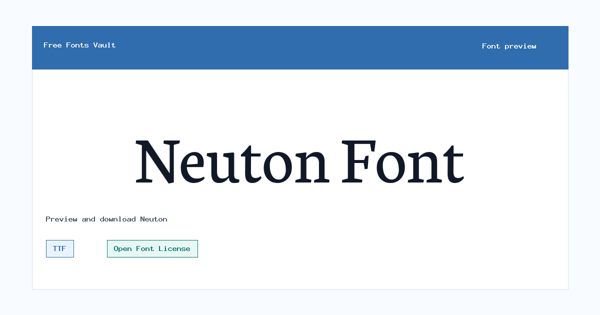 Neuton font preview showing the family name