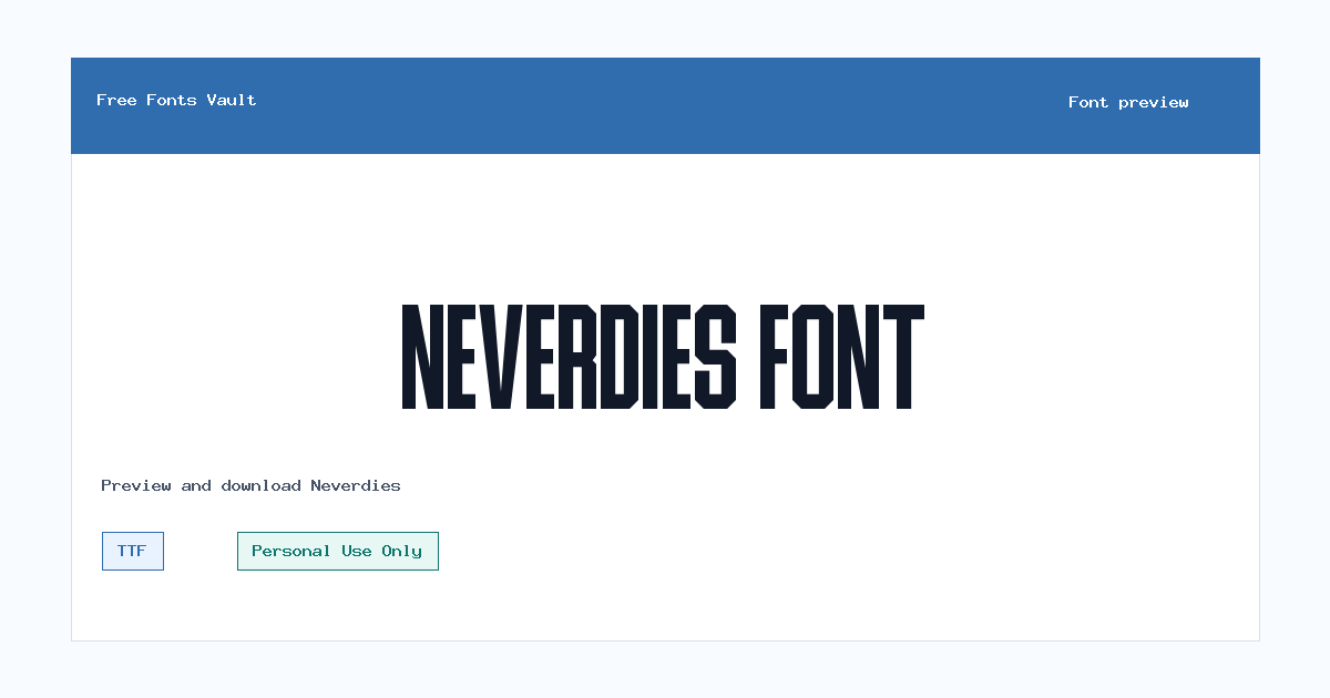 Neverdies font preview showing the family name