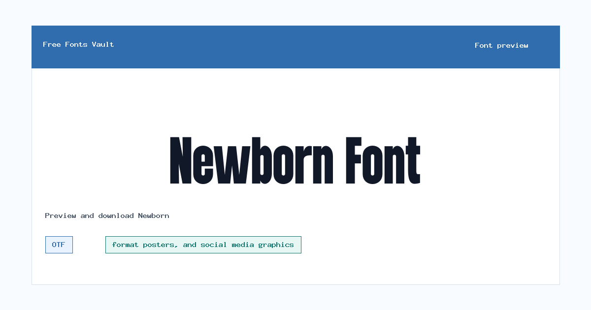 Newborn font preview showing the family name