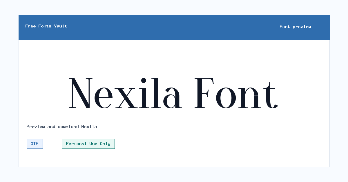 Nexila font preview showing the family name
