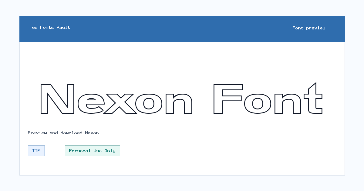 Nexon font preview showing the family name