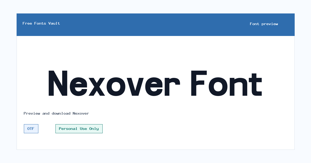 Nexover font preview showing the family name