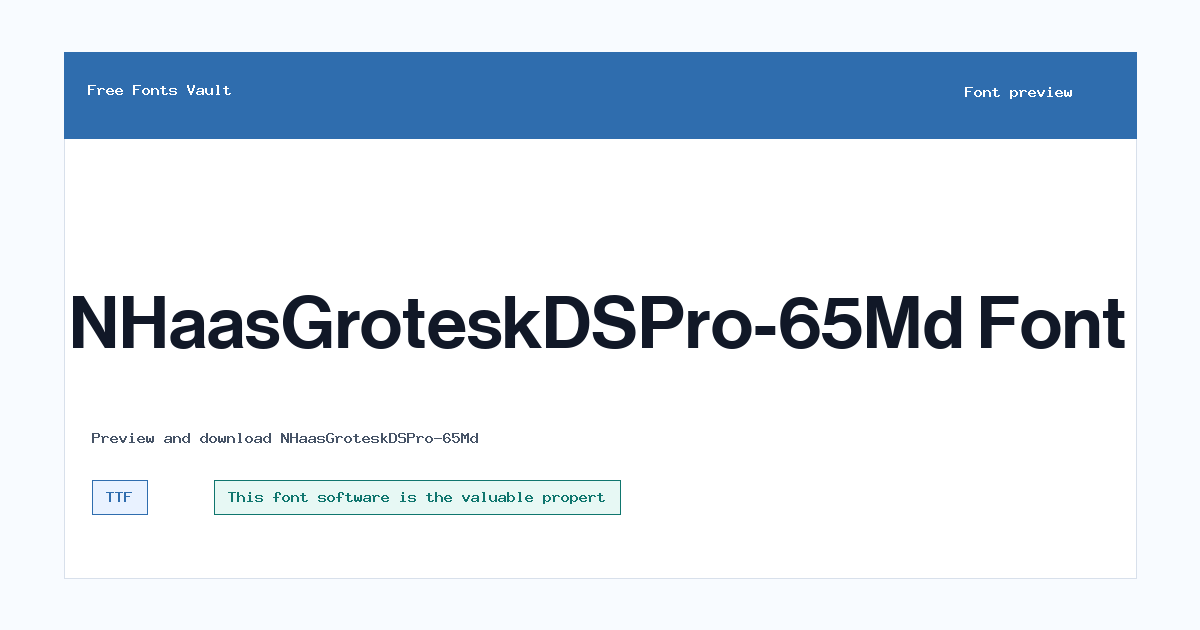 NHaasGroteskDSPro-65Md font preview showing the family name