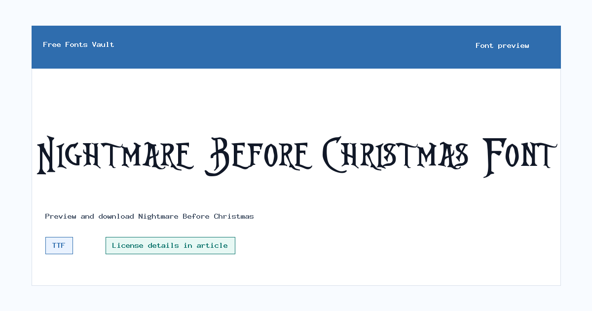 Nightmare Before Christmas font preview showing the family name