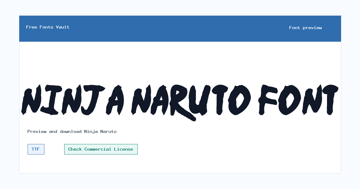 Ninja Naruto font preview showing the family name
