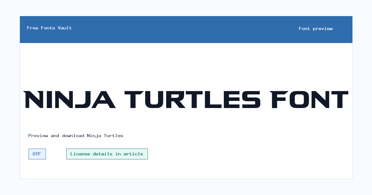 Ninja Turtles font preview showing the family name