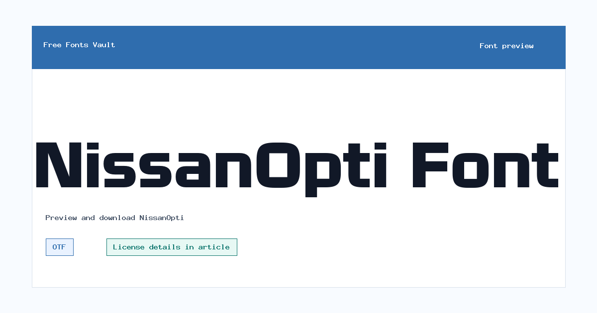 NissanOpti font preview showing the family name