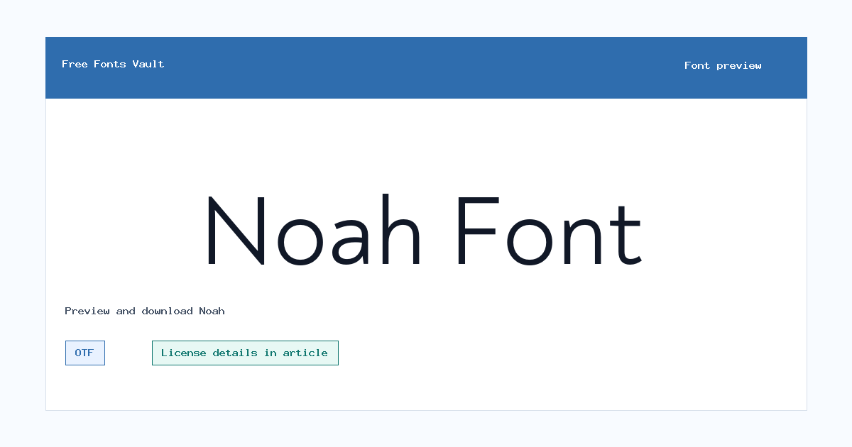 Noah font preview showing the family name
