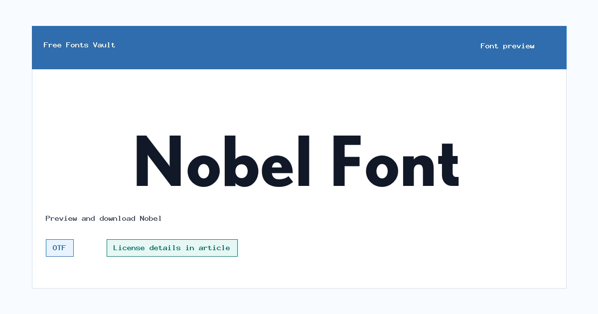 Nobel font preview showing the family name