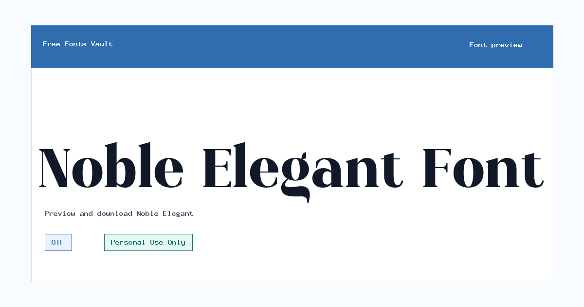 Noble Elegant font preview showing the family name