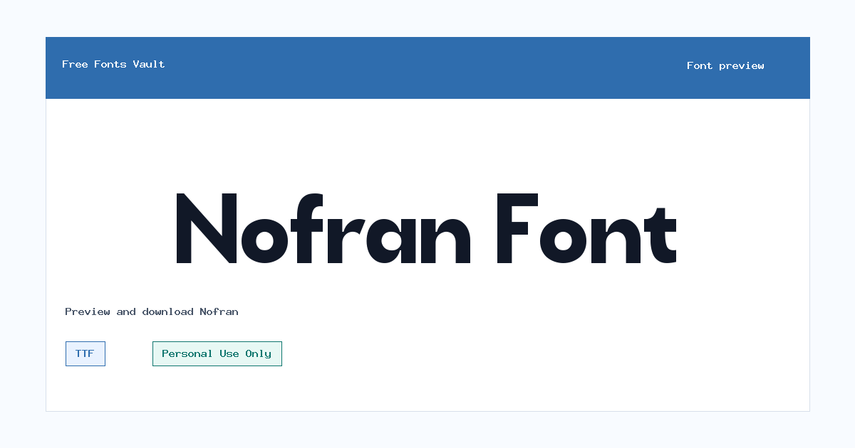 Nofran font preview showing the family name