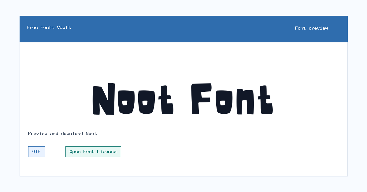 Noot font preview showing the family name