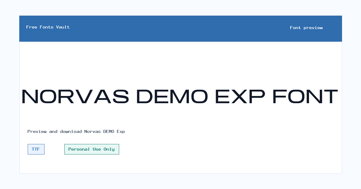 Norvas DEMO Exp font preview showing the family name