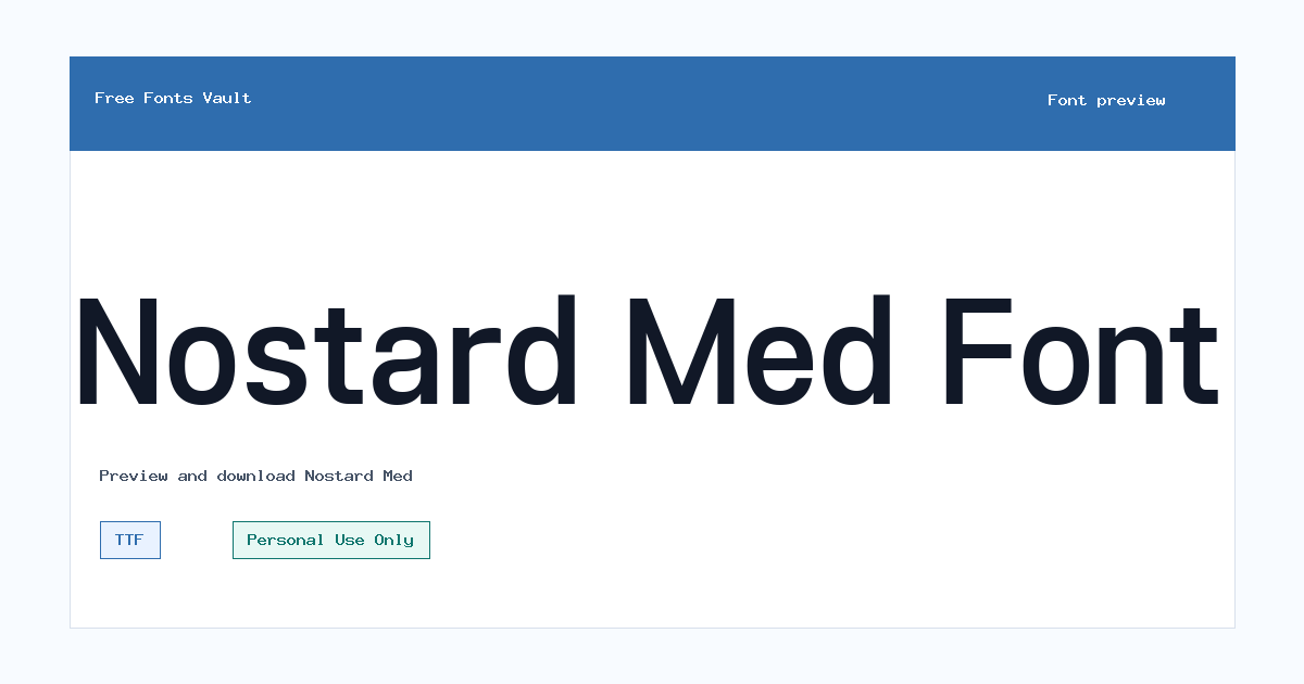 Nostard Med font preview showing the family name