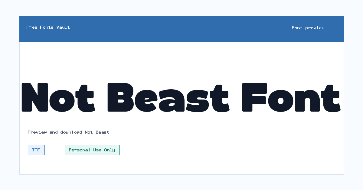 Not Beast font preview showing the family name