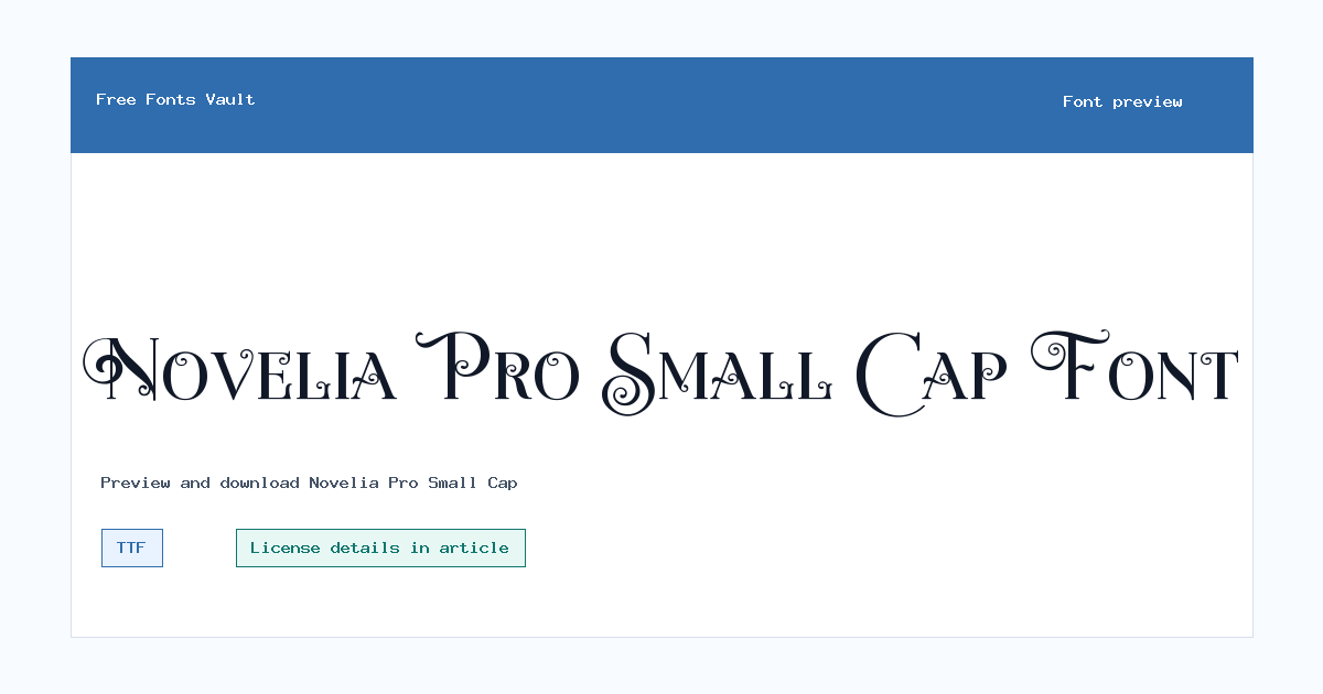 Novelia Pro Small Cap font preview showing the family name
