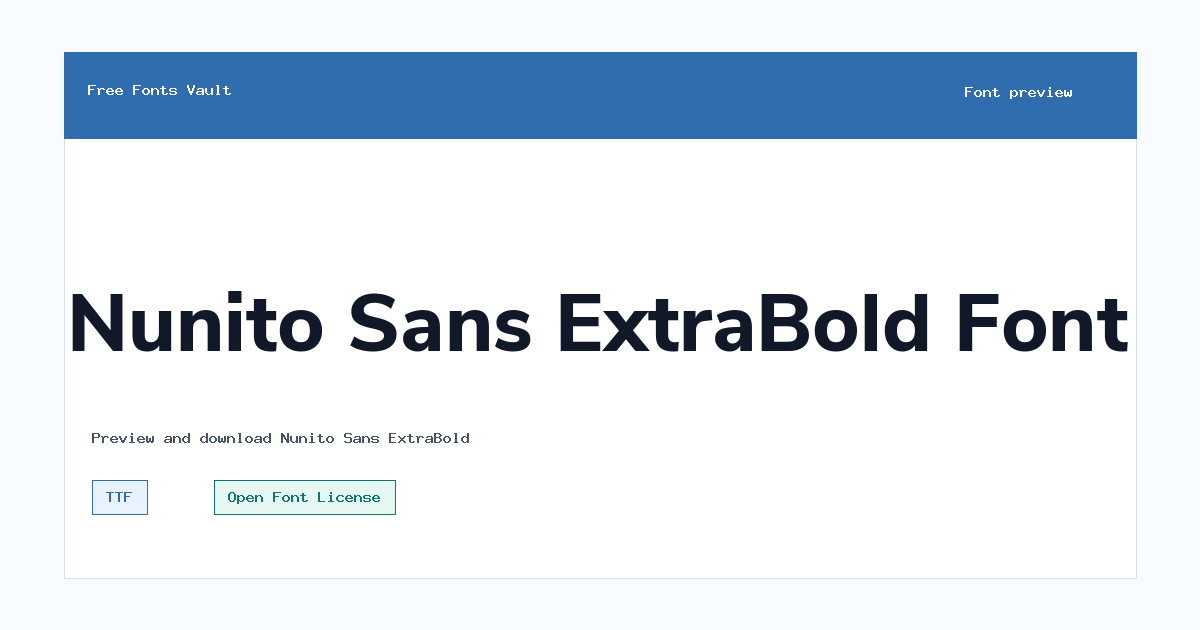 Nunito Sans ExtraBold font preview showing the family name