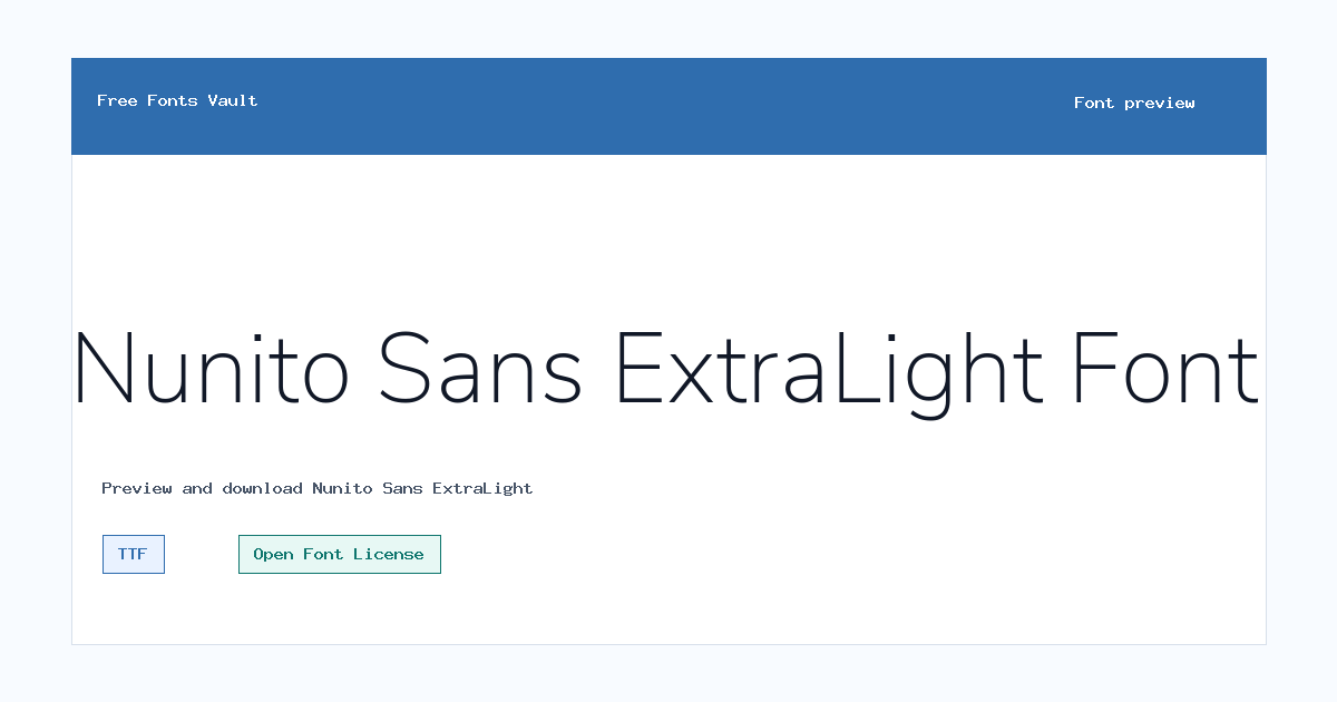 Nunito Sans ExtraLight font preview showing the family name