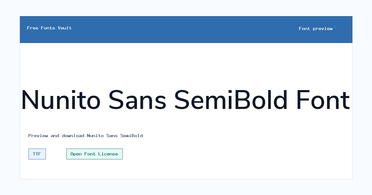 Nunito Sans SemiBold font preview showing the family name