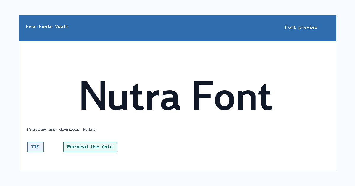 Nutra font preview showing the family name