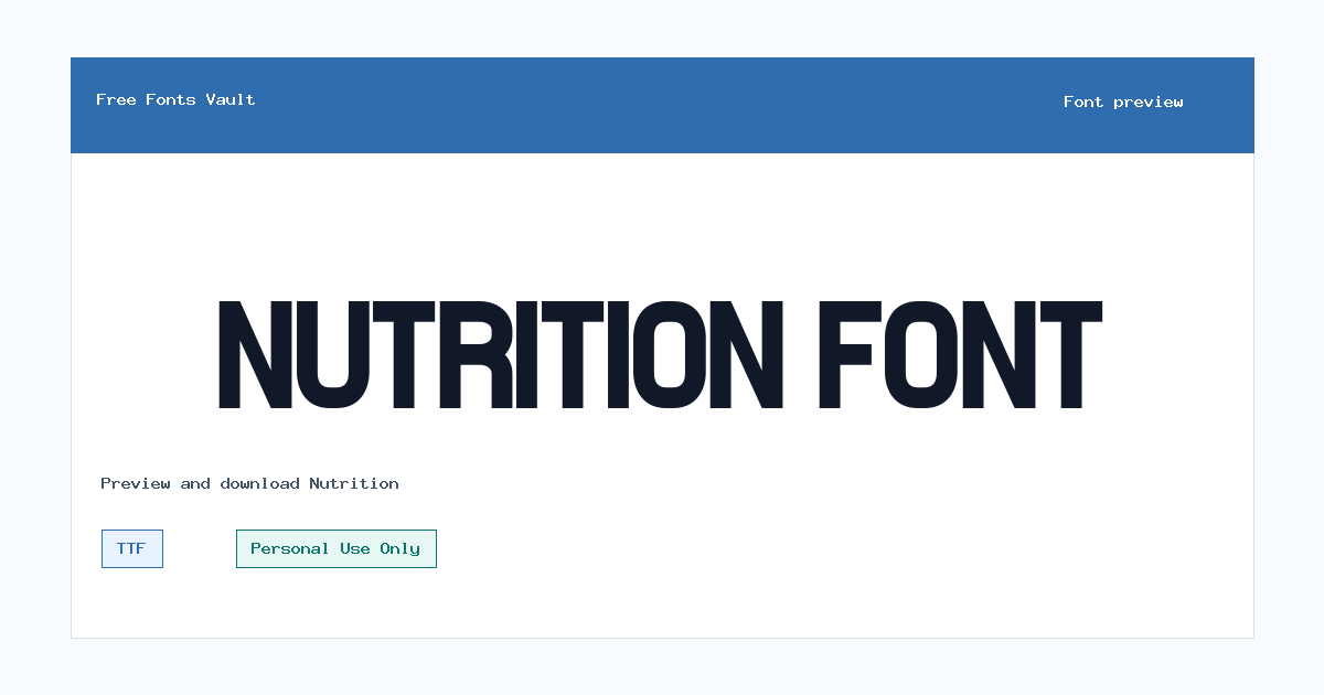 Nutrition font preview showing the family name