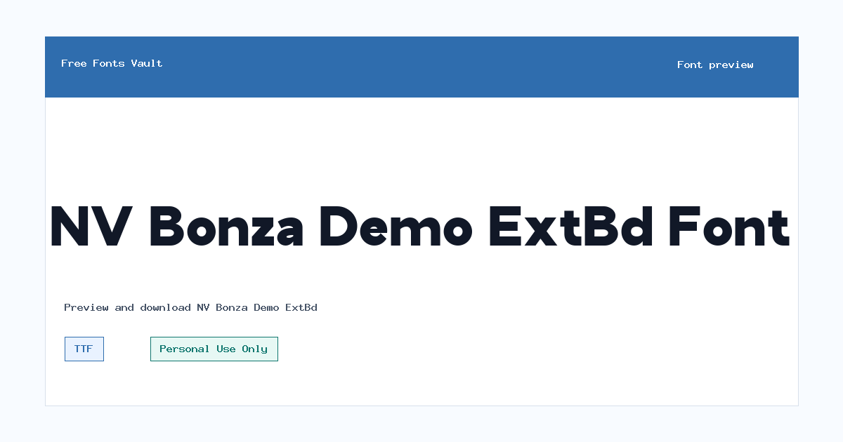 NV Bonza Demo ExtBd font preview showing the family name