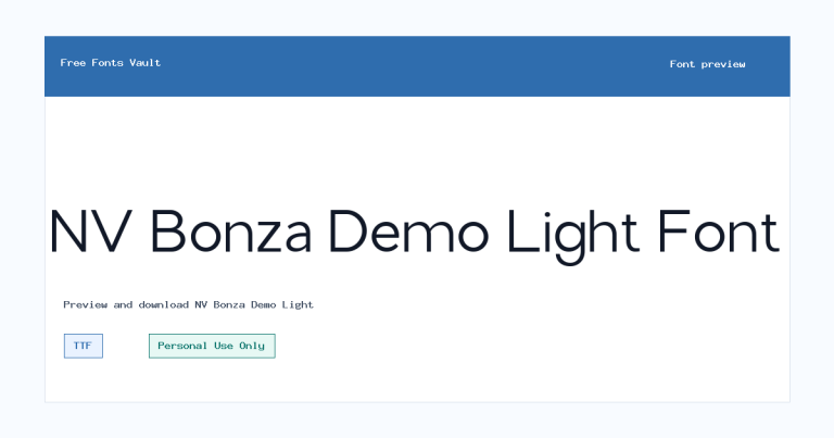 NV Bonza Demo Light font preview