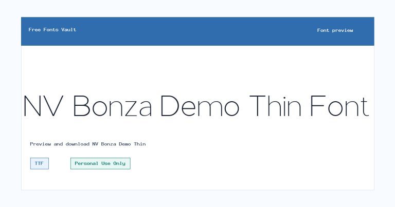 NV Bonza Demo Thin font preview