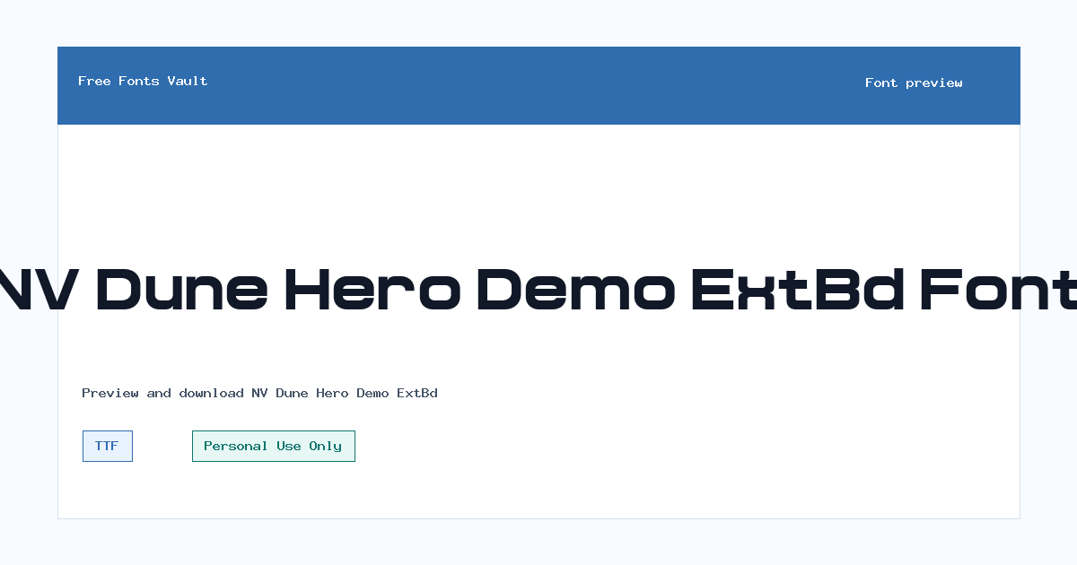 NV Dune Hero Demo ExtBd font preview showing the family name
