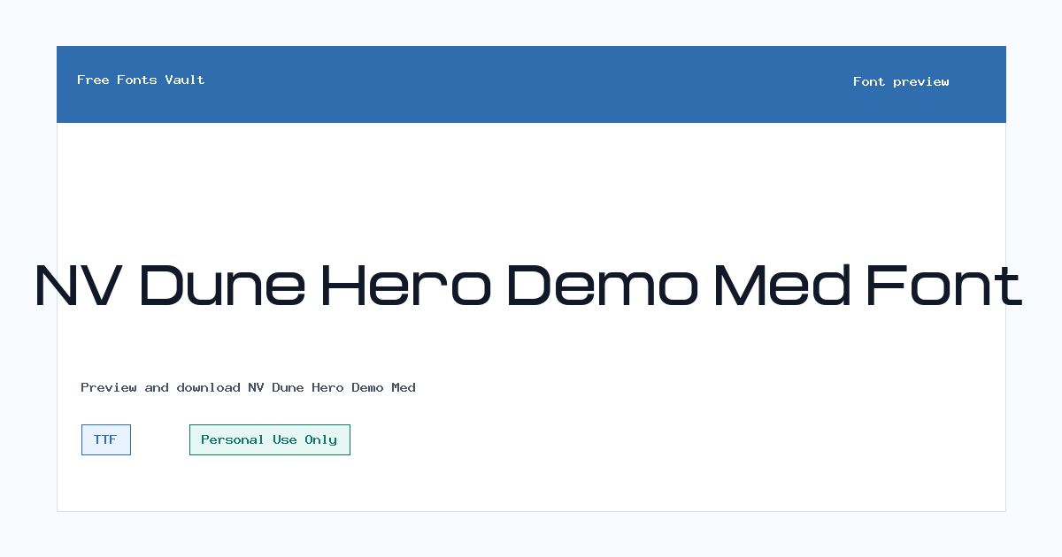 NV Dune Hero Demo Med font preview showing the family name