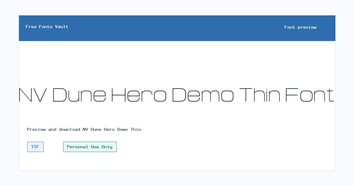 NV Dune Hero Demo Thin font preview showing the family name