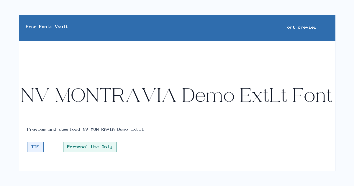 NV MONTRAVIA Demo ExtLt font preview showing the family name