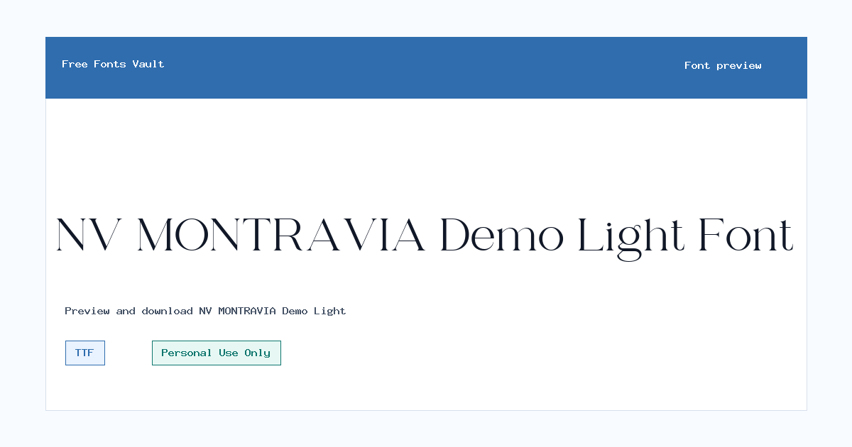NV MONTRAVIA Demo Light font preview showing the family name