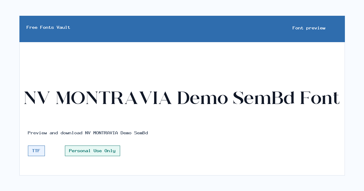 NV MONTRAVIA Demo SemBd font preview showing the family name
