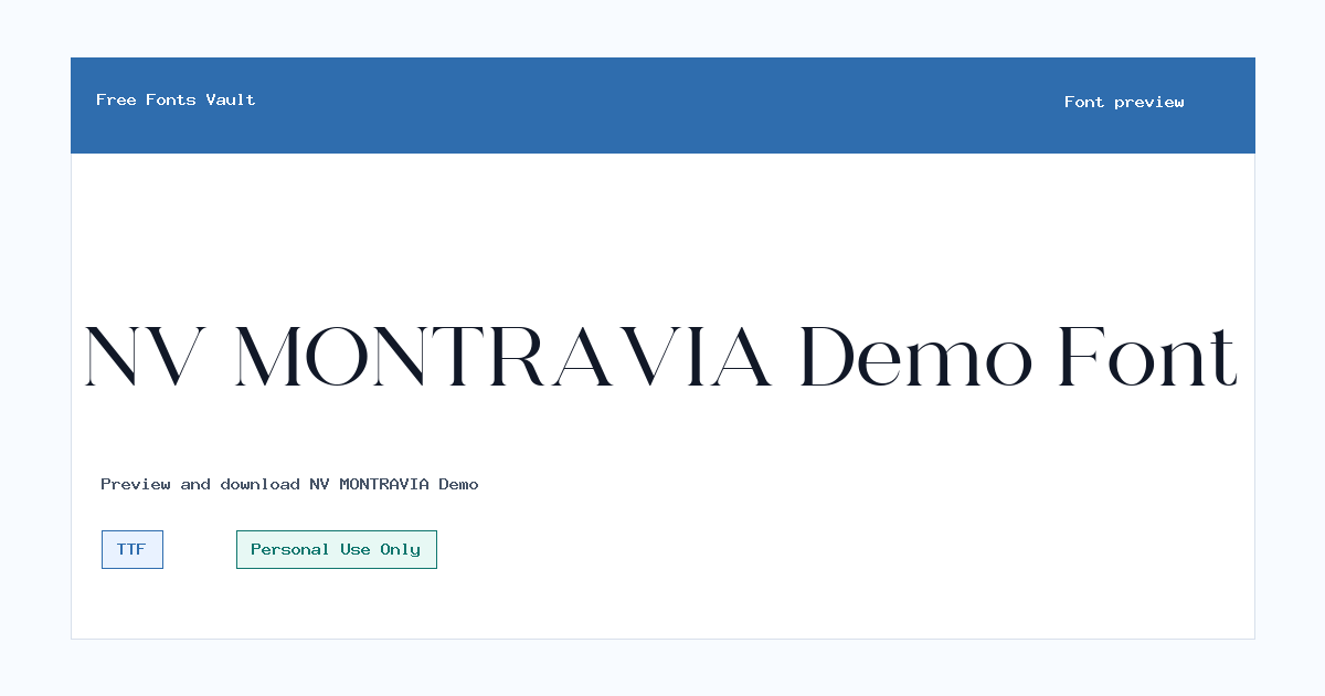 NV MONTRAVIA Demo font preview showing the family name