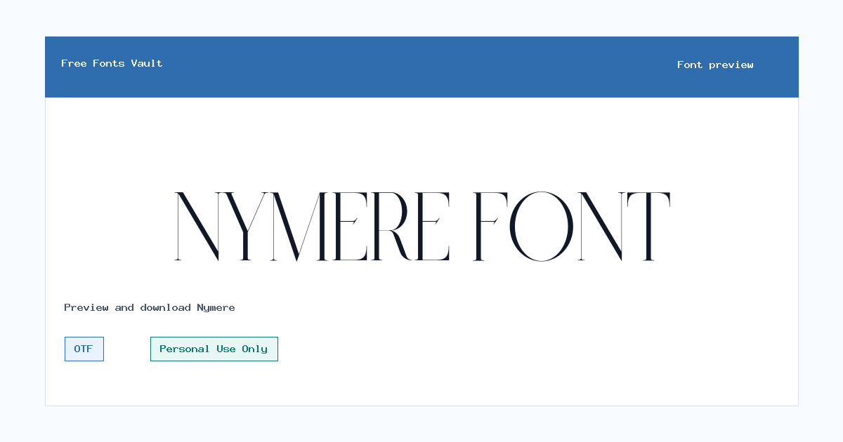 Nymere font preview showing the family name