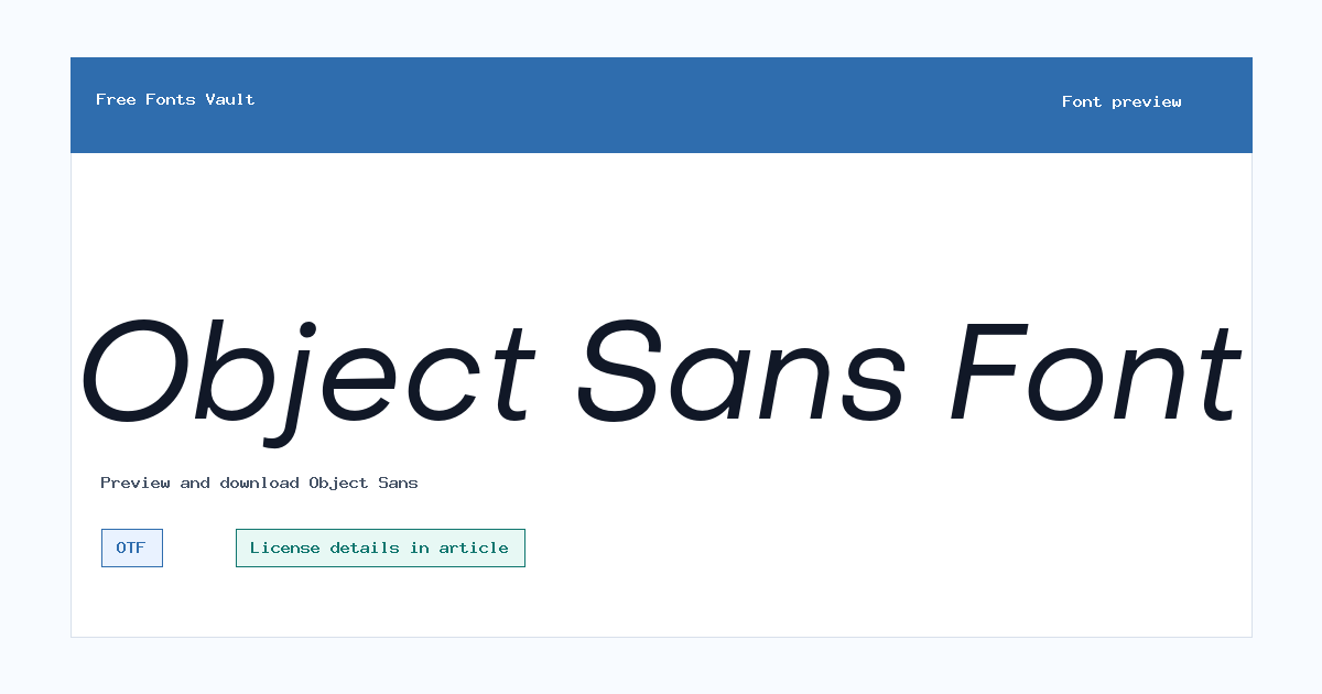 Object Sans font preview showing the family name