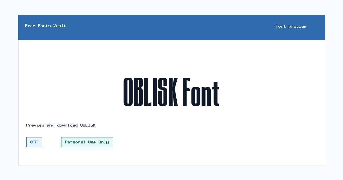 OBLISK font preview showing the family name