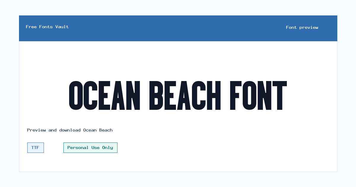 Ocean Beach font preview showing the family name