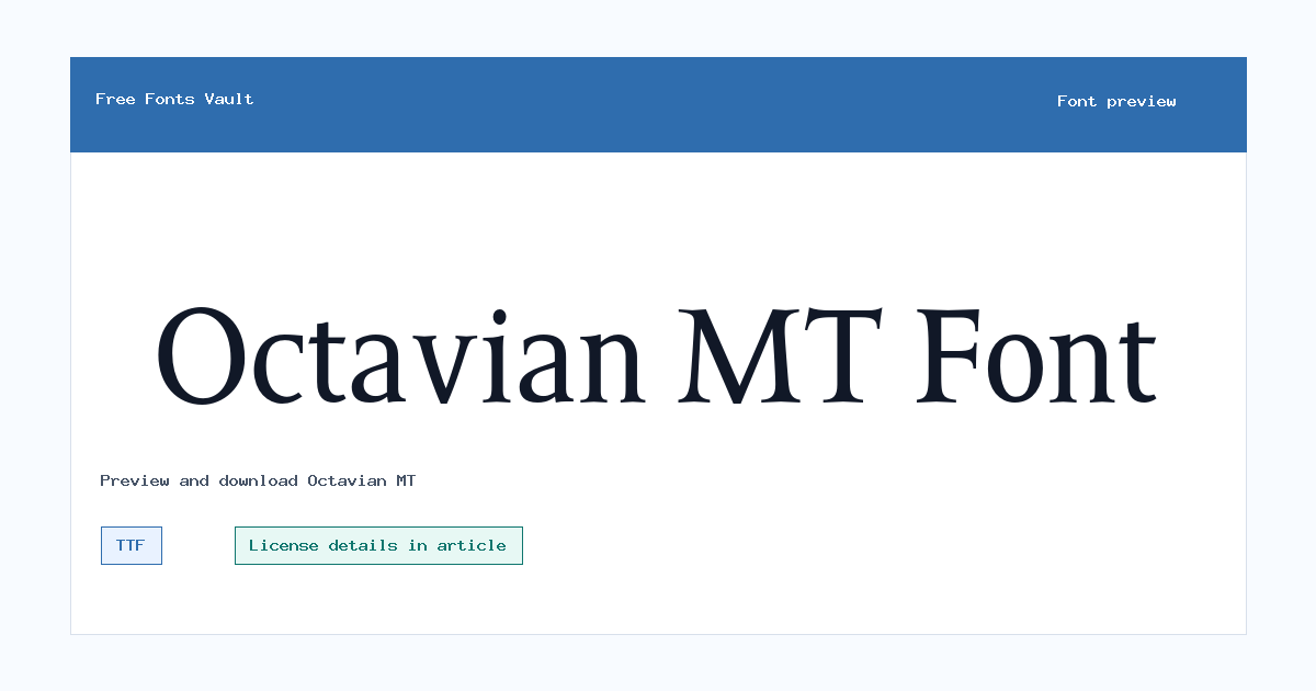 Octavian MT font preview showing the family name