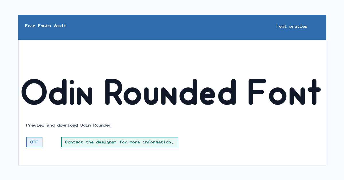 Odin Rounded font preview showing the family name